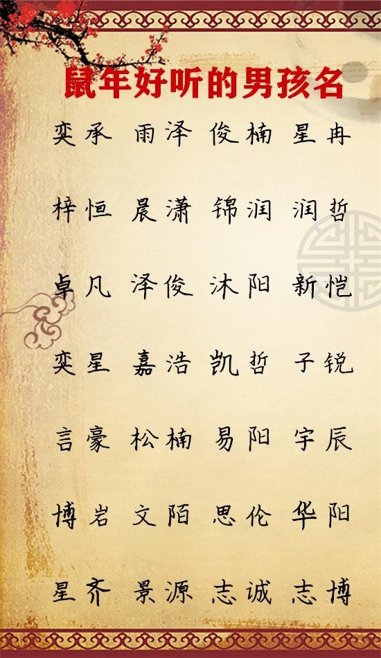 属老鼠生男孩的年龄，属老鼠男孩名字大全