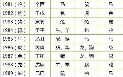 男女婚姻配对表，适合做夫妻的男女属相