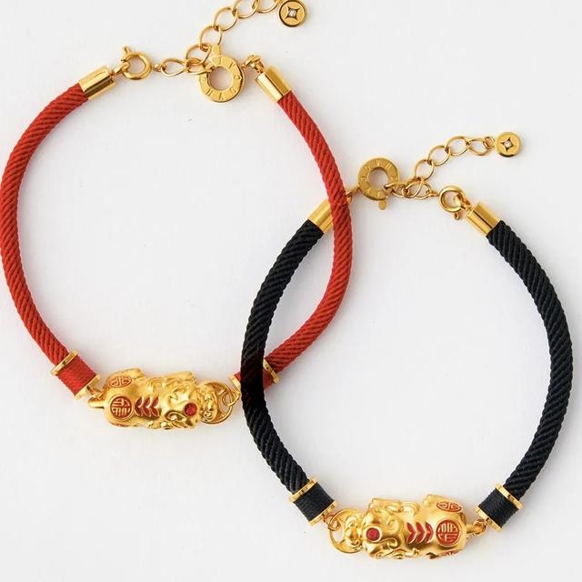 黄金貔貅手链图片，女士黄金貔貅手链图片