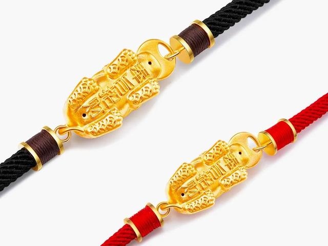 黄金貔貅手链图片，女士黄金貔貅手链图片