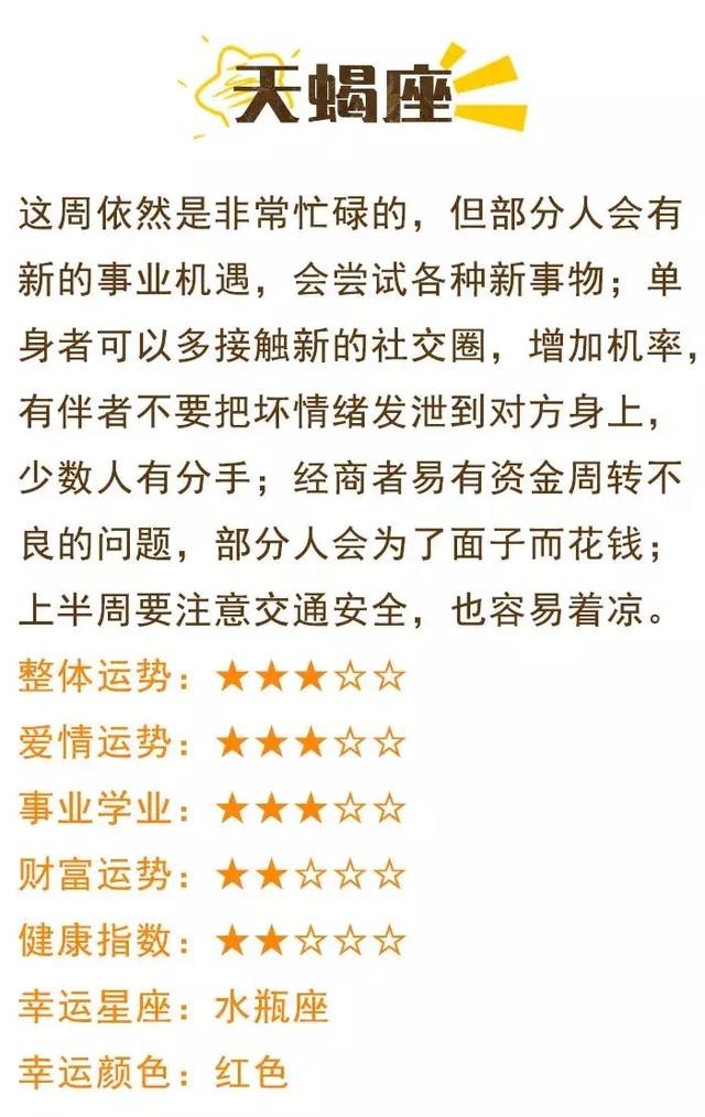 最新一周星座运势查询，本周及下周星座运势