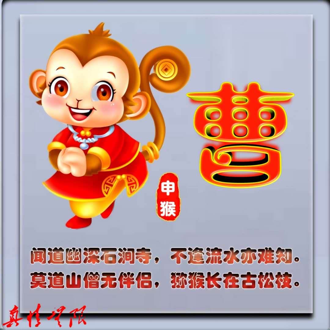 十二生肖卡通系列配诗姓氏微信头像（九）申猴