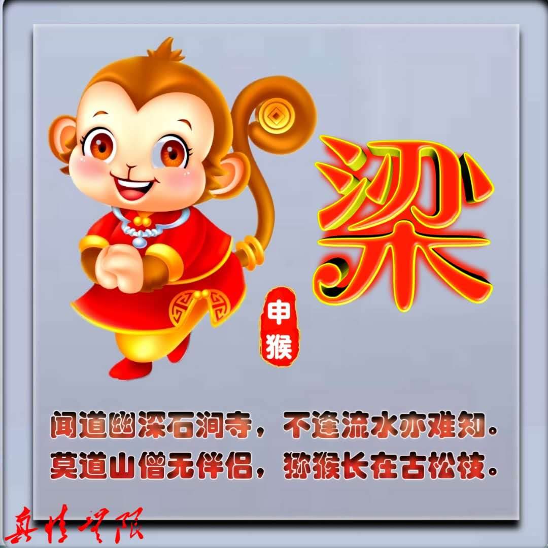 十二生肖卡通系列配诗姓氏微信头像（九）申猴