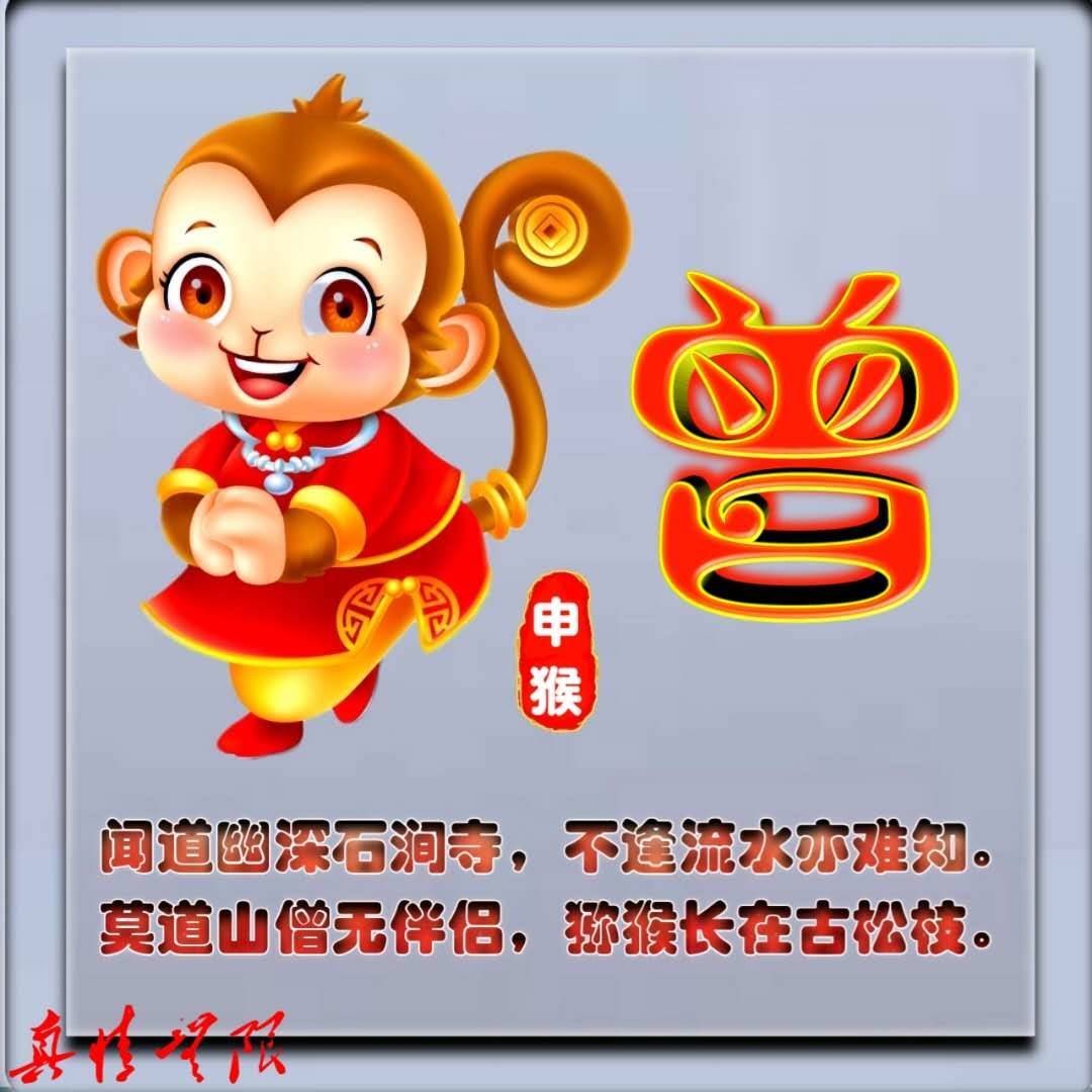 十二生肖卡通系列配诗姓氏微信头像（九）申猴