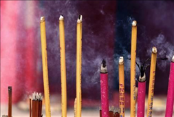 2、一把香烧香形状成一花状？