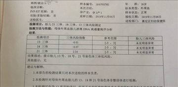 2、无创DNA检测，可以看孩子性别吗？据说 21,18,13 这三个值之间，18的值比21和13都低，就是反之女宝！